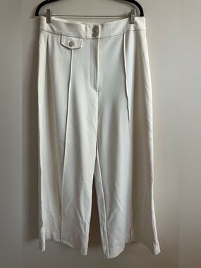 NWT-Banana Republic Cream High-Rise Wide-Leg Drapey Ponte Pull On Pant, Large